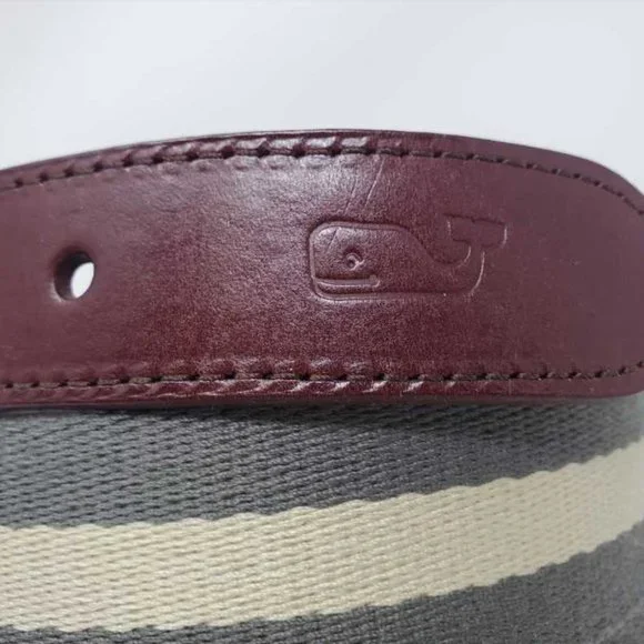 New men's3644 Vineyard Vines striped canvas club belt inMarine Olive